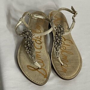 Sam Edelman Women's Beige Jewel Embellished Sandals